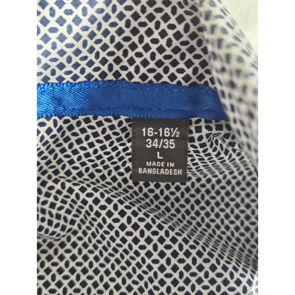 Van Heusen Men Vivid Slim Fit Stretch Shirt Geometric Print Navy White L 16-16.5 - Picture 6 of 12
